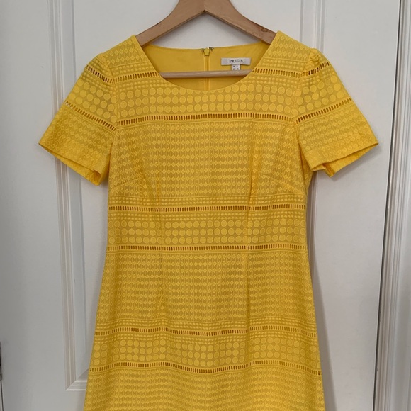 PRECIS - COTTON EYELET SHEATH DRESS, YELLOW - Picture 5 of 6